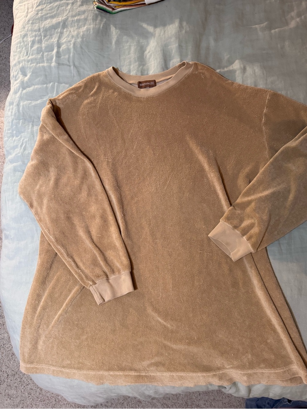 Vintage-Inspired Tan Crewneck Sweater Dress - BrownLee x Boheme Goods